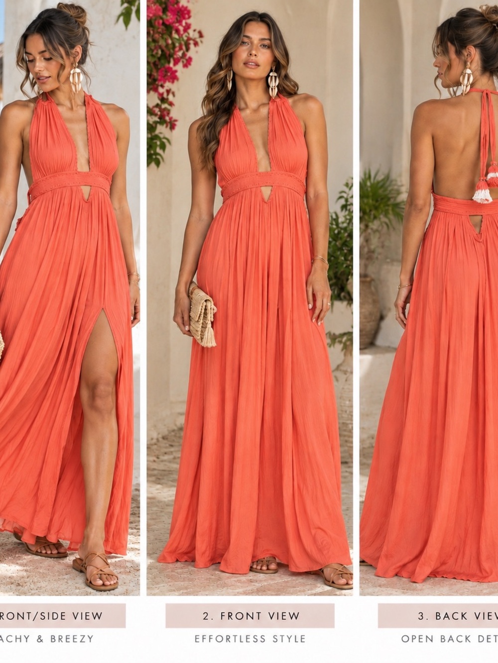 Free People Look Into the Sun Maxi Dress Medium coral color